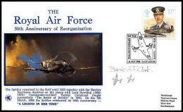 1103 Lettre Airmail War Cover Grande Bretagne Great Britain Royal Air Force 1986 Signé (signed) - Vliegtuigen