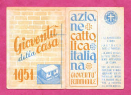 Tessera Associativa- Azione Cattolica Italiana. Gioventù Femminile. Gioveentù Della Casa, 1951- Diocesi Di Bari. - Membership Cards
