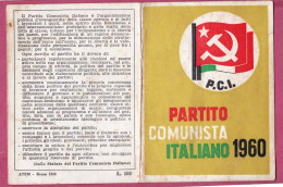 Tessera Associativa Partito Comunista Italiano, 1960 Rilasciata Dalla Sezione Garibaldi Di Andria - Mitgliedskarten