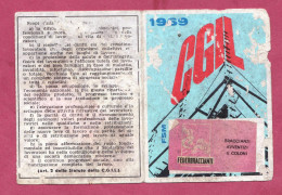 Tessera Associativa Sindacato CGIL, 1962 Rilasciata Dalla Sezione Di Bari- - Membership Cards