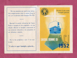 Tessera Associativa- Unione Donne Di Associazione Cattolica Italiana- A.C.I.- Diocesi Di Andria, 1952- - Mitgliedskarten