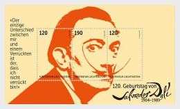 LIECHTENSTEIN 2024 PEOPLE Famous Artists. 120th Birth Anniv. Of SALVADOR DALI - Fine S/S MNH - Unused Stamps