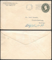 USA New York Postal Stationery Cover To Germany 1910. Martin M.Schultz & Co. - Lettres & Documents