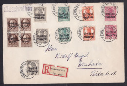 Germany - 1919 Registered Cover Frankenthal Pfalz To Wiesbaden - Multiple Freistaat Bayern O'prints - Autres & Non Classés