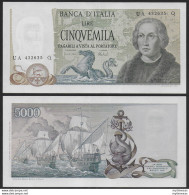 1973 Italia Lire 5.000 Colombo 2nd Type FDS Rif. BI 67B Gigante - Otros & Sin Clasificación