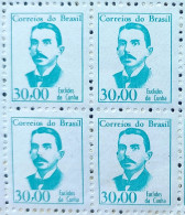 Brazil Regular Stamp RHM 520 Famous Figures Euclides Da Cunha Literature 1966 Block Of 4 - Ongebruikt