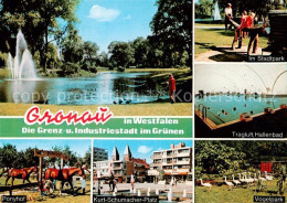 73870092 Gronau Westfalen Park Fontaene Tragluft Hallenbad Ponyhof Kurt Schumach - Gronau