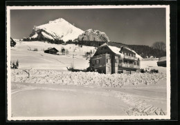 AK Wildhaus, Pension Erika Mit Schafberg An Verschneitem Tag  - Wil