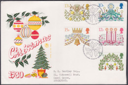 GB Great Britain 1980 Private FDC Christmas, Christianity, Celebration, Festival, Holiday, Bell, First Day Cover - Storia Postale