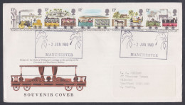 GB Great Britain 1980 Private FDC Liverpool & Manchester Railway, Duke Of Wellington, Rooster Chicken Train Trains Cover - Storia Postale