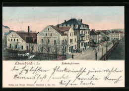 AK Ebersbach I. Sa., Bahnhofstrasse Mit Geschäftsbücher-Fabrik V. Bernh. Clemens  - Ebersbach (Loebau/Zittau)
