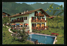 Cartolina Dorf Tirol Bei Meran, Pension Tallnerhof Mit Schwimmbecken  - Autres & Non Classés