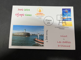 5-6-2024 (22) Paris Olympic Games 2024 - Torch Relay (Etape 24) In Les Sables D'Olonne (4-6-2024) With Olympic Stamp - Verano 2024 : París