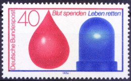 Germany 1974 MNH, Blood Donation, Blood Donor & Accident, Rescue Services, Medicine - Krankheiten