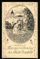 Künstler-AK Arnstadt, Margarethentag 1911, Mädchen Mit Einer Gänseblume  - Sonstige & Ohne Zuordnung