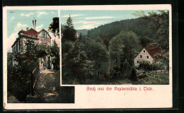 AK Schmölln /Thüringen, Gasthaus Papiermühle, Panorama  - Schmölln