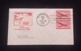 D)1946, U.S.A, FIRST DAY COVER, ISSUE, AVIATION, AIR MAIL RATE CHANGE, PAIR OF STAMPS, AIRPLANES, FDC - Autres & Non Classés