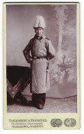 Fotografie Friedenberg & Knipschild, Heidelberg, Soldat In Uniform Mantel Mit Pickelhaube Rosshaarbusch  - Oorlog, Militair