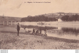 J15-47) AGEN - LA GARONNE ET LE PONT CANAL - ( ANIMEE - HABITANTS - LAVEUSES - LAVANDIERES - 2 SCANS ) - Agen