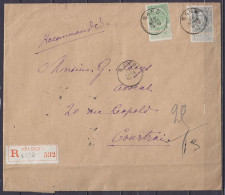 L. Recommandée Affr. N°78+83 (3 Ports) Càd GAND /26 MARS 1909 Pour COURTRAI (au Dos: Càd Oval "BRUXELLES (RECEPTION)" &  - 1893-1907 Wapenschild