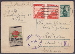 Autriche - EP CP 20g + 2x 20g Flam WIEN 68/15.6.1948 Pour ROTTERDAM - Vignette "Esperanto Internationale Verkehrssprache - Andere & Zonder Classificatie