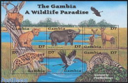 Gambia 2001 Animals 6v M/s, Mint NH, Nature - Animals (others & Mixed) - Birds - Cat Family - Gambia (...-1964)