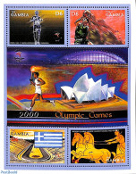 Gambia 2000 Olympic Games 4v M/s, Mint NH, Nature - Sport - Horses - Athletics - Basketball - Olympic Games - Atletiek