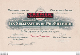 O9-69) SAINT GEORGES DE RENEINS (RHONE) PH. CREPIER - MANUFACTURE DE VETEMENTS DE TRAVAIL & GARCONNETS  - Other & Unclassified