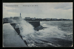 AK Warnemünde, Brandung An Der Mole  - Autres & Non Classés