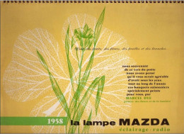 Calendrier Grand Format 1958 - La Lampe MAZDA éclairage Radio - Peinture Marcel DYF - Grossformat : 1941-60