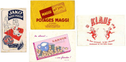 Lot De 4 Buvards (24) JAKO - KLAUS - LANVIN - MAGGI Avec Défauts :taches,  Pliures,déchirures Etc. Etc - Collections, Lots & Séries