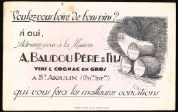 Buvard  24 X 15,1 A. BAUDOU Père & Fils Vins Et Cognac En Gros à SAINT AIGULFIN (Charente Inférieur - Maritime) - Schnaps & Bier