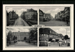AK Celle, Strasse, Gr. Plan, Bahnhof, Schloss  - Celle