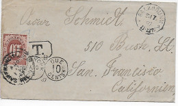 Salzbrunn 1887 Nach San Francisco, Taxe - Lettres & Documents