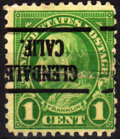 USA Precancels 1922 Sc552 1c Franklin Perf 11. CA. GLENDALE / CALIF. INVERTED - Precancels