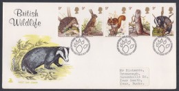 GB Great Britain 1977 Private FDC British Wildlife, WIld Life, Badger, Otter, Squirrel, Hedgehog, Hare, First Day Cover - Brieven En Documenten