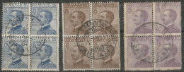 Italy Kingdom Regno 1908 Michetti C.25,c.40c.50 - Serie Cpl Set 3v - In Quartine Usate - In Used Block4 - Oblitérés