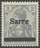 SAARGEBIET A1 PF M **, 1920, 2 Pf. Dkl`blaugrau (schraffierter Hintergrund), Aufdruck Irrtümlich Auf Dt. Reich Mi.Nr. 83 - Otros & Sin Clasificación