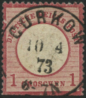 Dt. Reich 19IV O, 1872, 1 Gr. Rotkarmin Mit Plattenfehler Rahmen Links Neben TS In Deutsche Gebrochen, Zentrischer K1 GU - Gebruikt