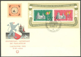SCHWEIZ BUNDESPOST Bl. 15 BRIEF, 1955, Block Lausanne Mit Sonderstempel Auf Umschlag, Pracht - Andere & Zonder Classificatie