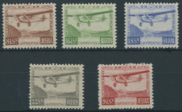 JAPAN 195-98,204 *, 1929/34, Flugzeuge, Falzrest, 5 Prachtwerte, Mi. 265.- - Nuovi