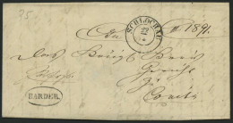 PREUSSEN SCHLOCHAU, K2 Auf Brief (1858) Mit Botenstempel HARDER, Pracht - Brieven En Documenten