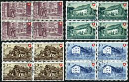 SCHWEIZ BUNDESPOST 525-28  VB O, 1949, Pro Patria In Viererblocks Mit Zentrischen Ersttagsstempeln, Prachtsatz - Gebraucht