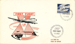 Norway SAS First Flight Scandinavia - West Indies Port Of Spain 1-11-1969 - Lettres & Documents