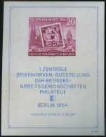 DDR Bl. 10III **, 1954, Block Briefmarken-Ausstellung Mit Abart Punkt über Rechtem Oberem Block-Einfassungsornament, Pra - Autres & Non Classés