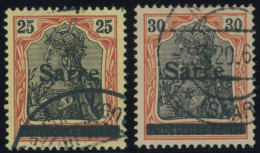 SAARGEBIET 9a,10xI O, 1920, 25 Pf. Rötlichorange/schwarz Auf Gelbweiß Und 30 Pf. Dkl`rotorange/schwarz Auf Hellchromgelb - Otros & Sin Clasificación