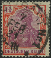 Dt. Reich 151Y O, 1920, 11/4 M. Orangerot/dkl`karminlila, Wz. Kreuzblüten, Zähnung Zweiseitig Korrigiert Sonst Pracht, F - Used Stamps