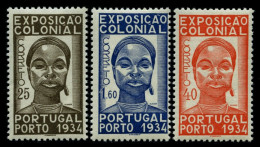 PORTUGAL 578-80 *, 1943, Kolonialausstellung, Falzrest, Prachtsatz - Used Stamps