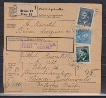 II.WK An KZ Buchenwald  Häftling Nr 1288 ... Block 36 Paketkarte Brünn 10.4.43 MiF 92,99,106 - Briefe U. Dokumente
