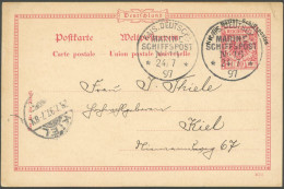 MSP BIS 1914 MSP P 1 BRIEF, 16 (CHARLOTTE), 24.7.97, 10 Pf. MSP-Ganzsachenkarte Aus Dünamünde, Pracht - Schiffahrt